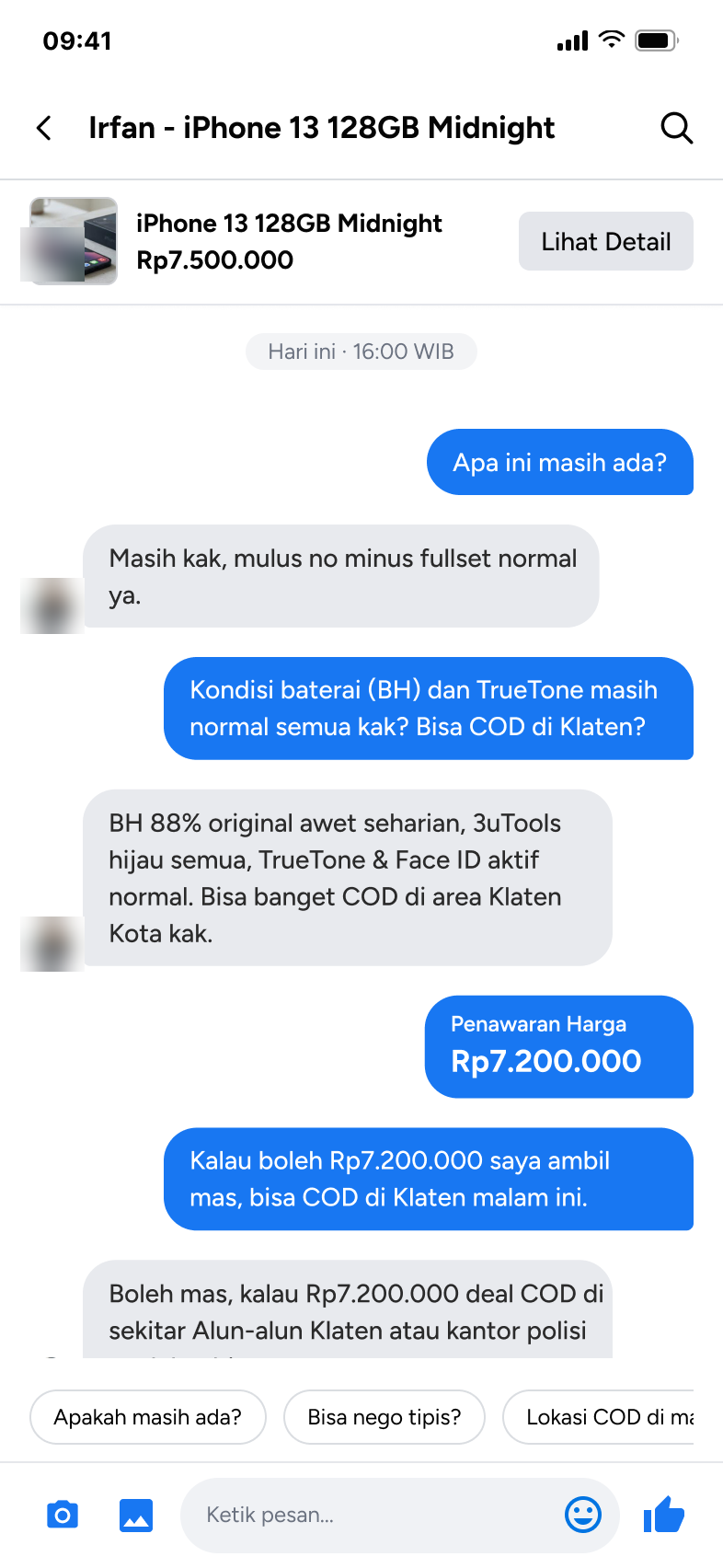 Chat with price offer