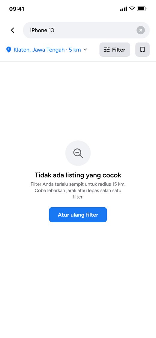 No listings match, with a reset filter button