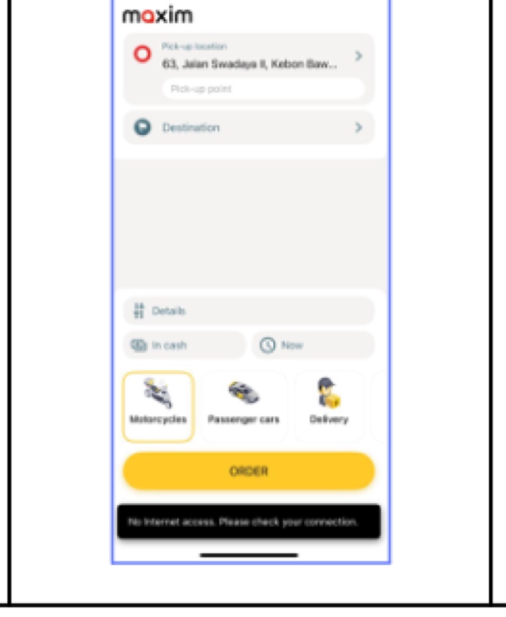 Maxim error state: plain-language connection error message